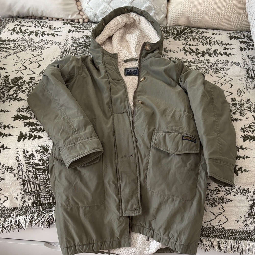 Abercrombie & Fitch Khaki Jacket with Cream Lining